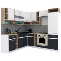 Bucatarie de Colt COSSY NEW ST. 200-230, Alb / Gri